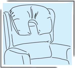 Large profile headrest with waterfall back